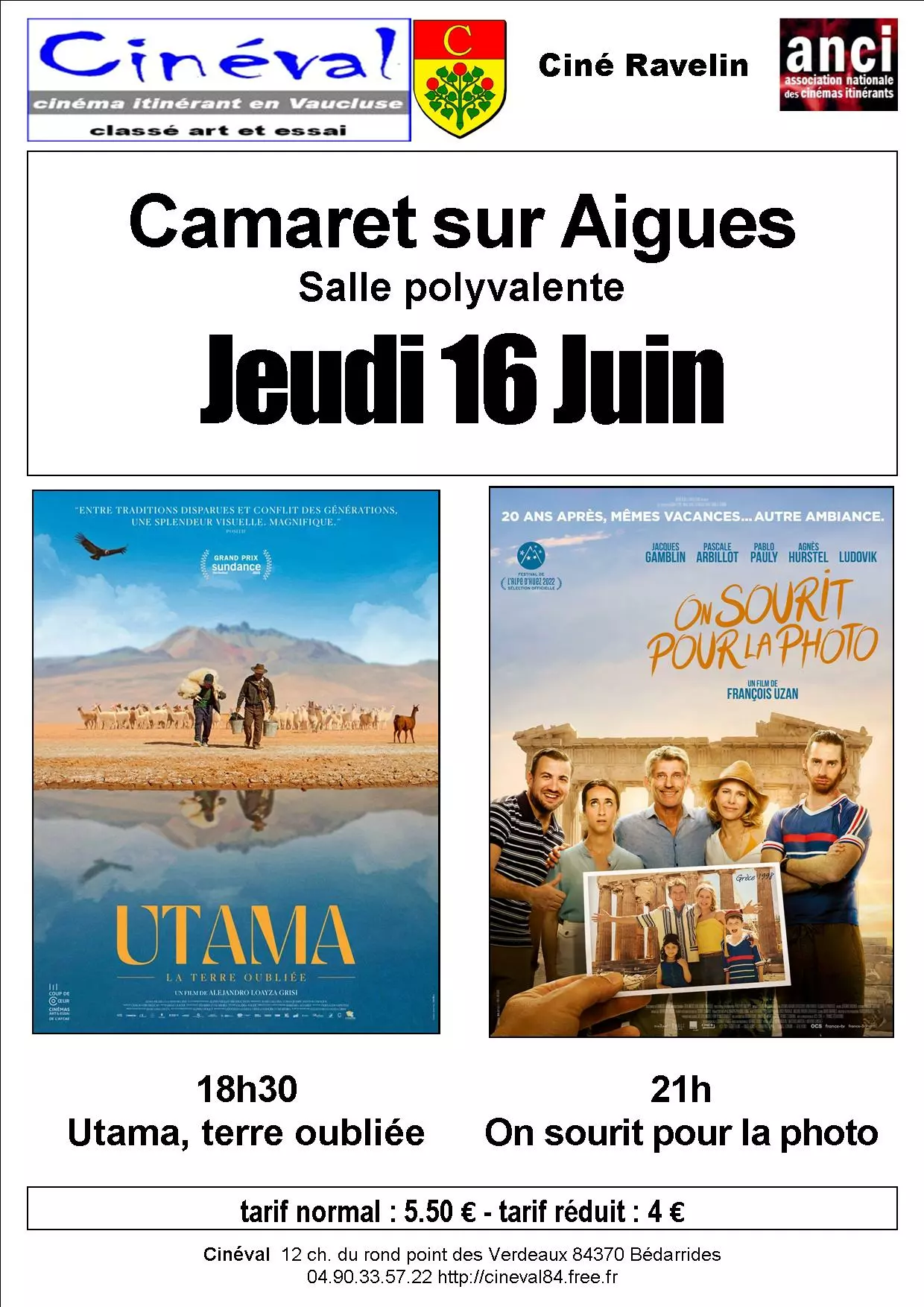 Séances cinéma du jeudi 16 juin 2022