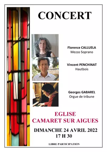 Concert organisé par les Amis de l'Orgue le dimanche 24 avril 2022 à 17h30 à l'Eglise Saint Andéol