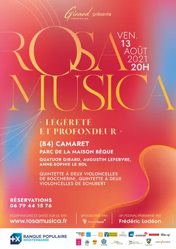 Événement à Camaret : concert Rosa Musica le vendredi 13 août 2021 à 20h00 dans le Parc de la Maison Bèque