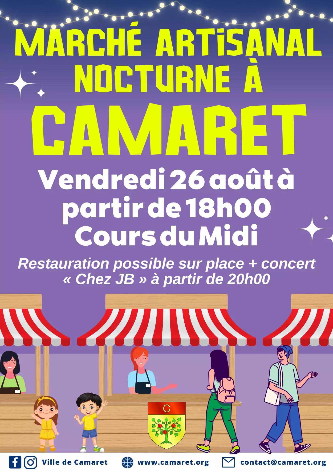 Marché artisanal nocturne à Camaret le vendredi 26 août 2022 à partir de 18h00 sur le cours du Midi