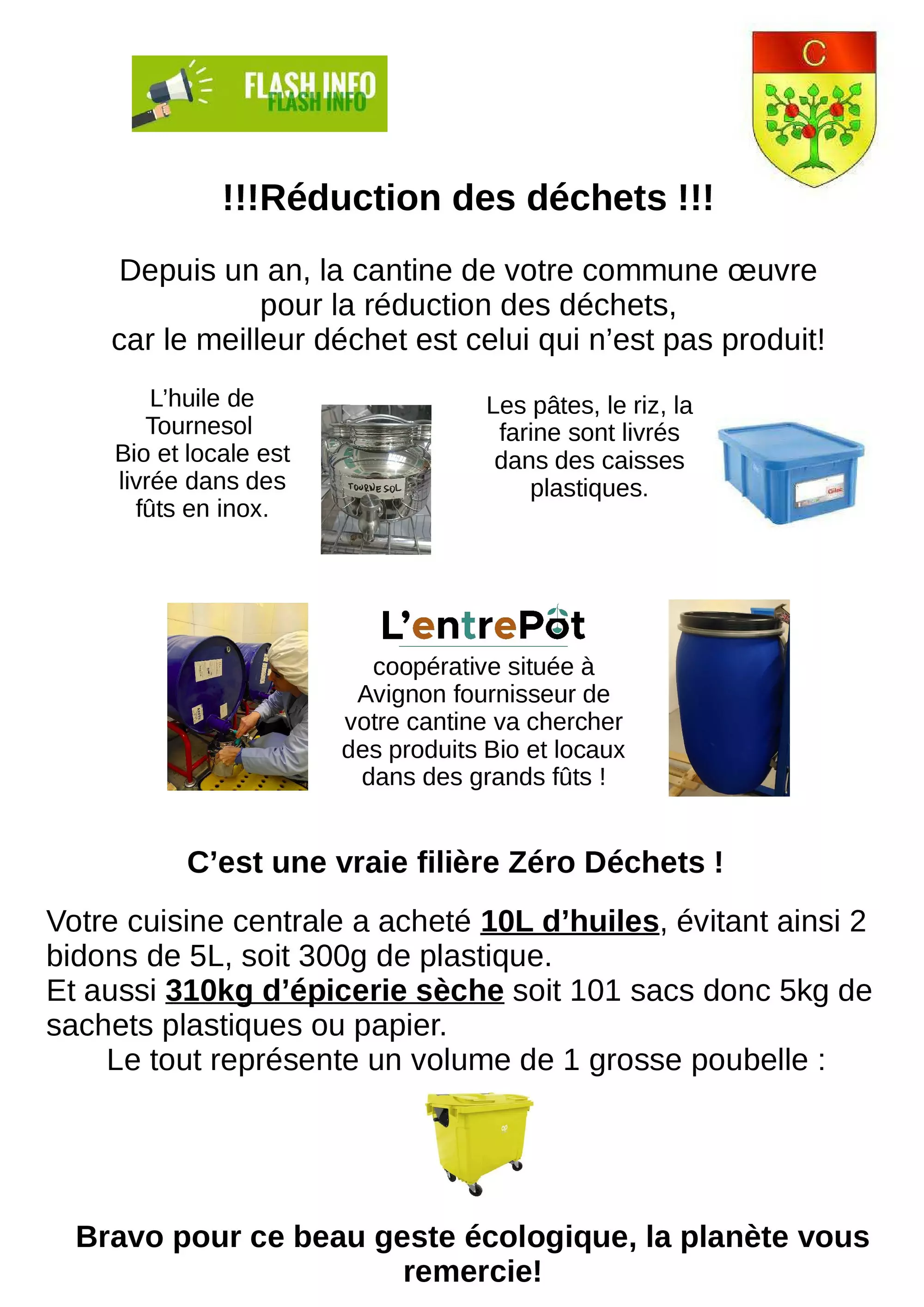 Flash info de la cuisine centrale de la Ville de Camaret