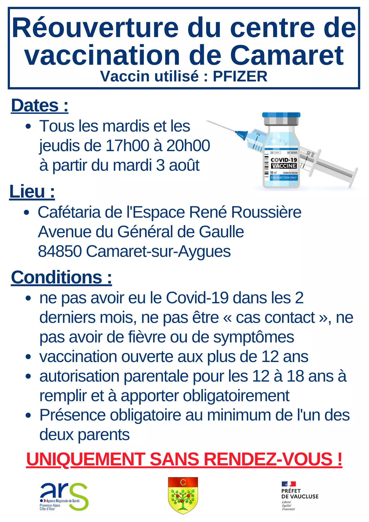 Réouverture du centre de vaccination de Camaret