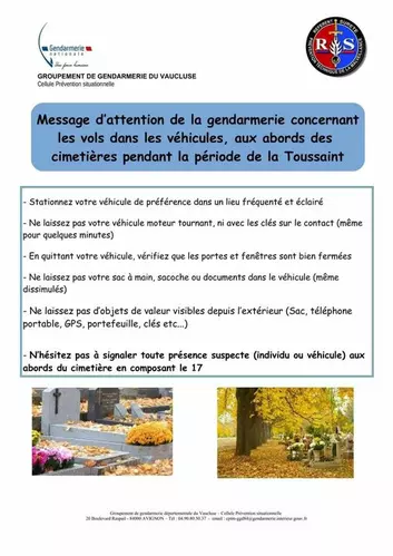 Appel à la vigilance pour la Toussaint ! 