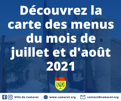 Découvrez la carte des menus du mois de juillet et d'août 2021