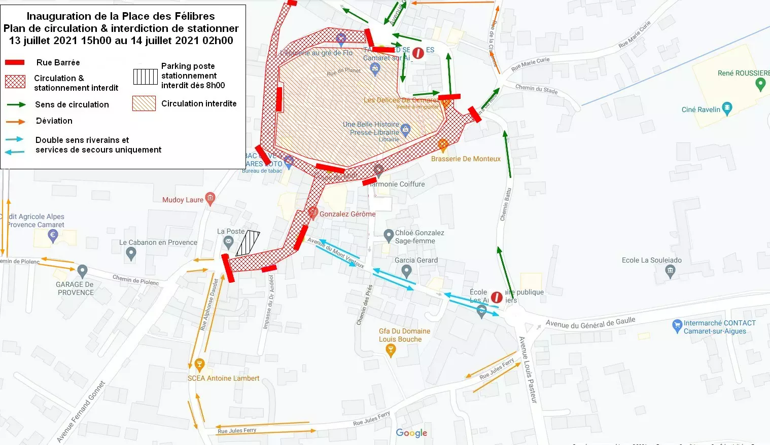 Inauguration de la Place des Félibres : informations riverains