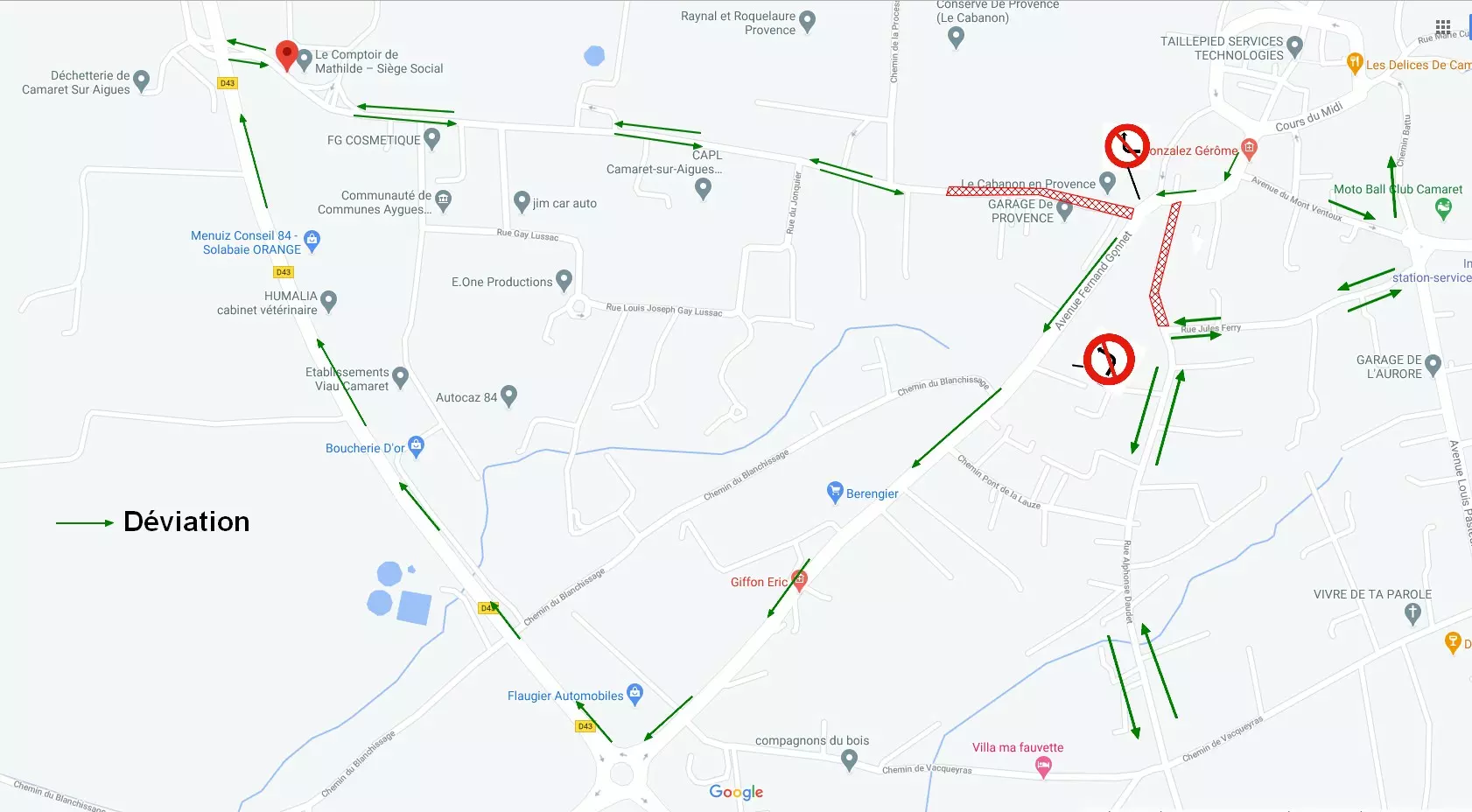 Information riverains : découvrez les déviations qui seront mises en place à partir du lundi 8 février jusqu'au vendredi 19 février par l'entreprise SPIE